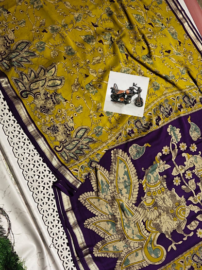 Premium Ajrakh Heavy Marsh Mellow Self Saree With Jacquard Border