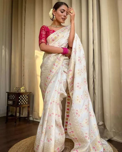 Off White Woven Saree