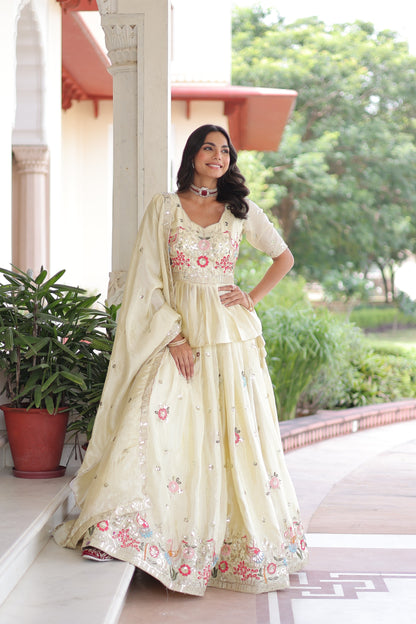 Premium Designer Sequins Embroidered Readymade Bridal Lehenga Choli Set