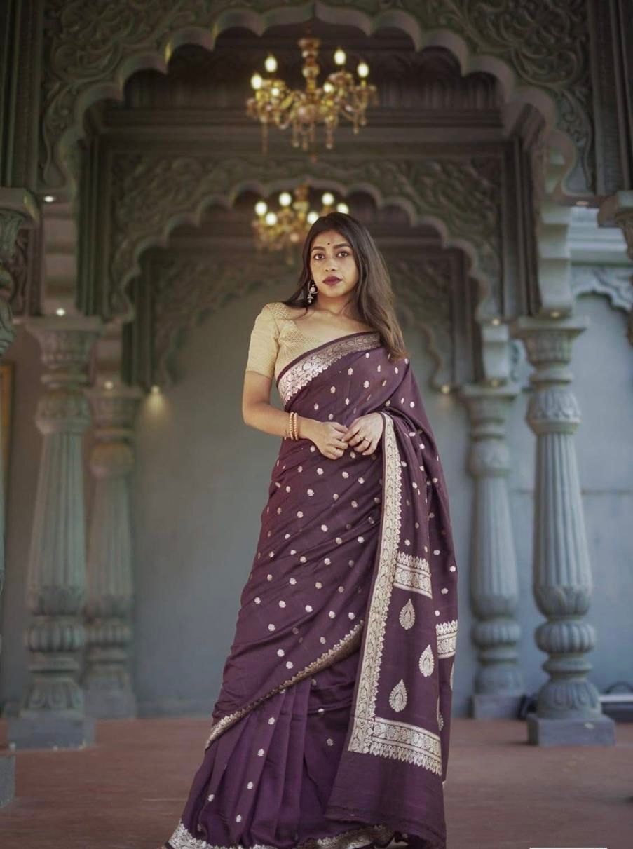 Wine Zari Saree