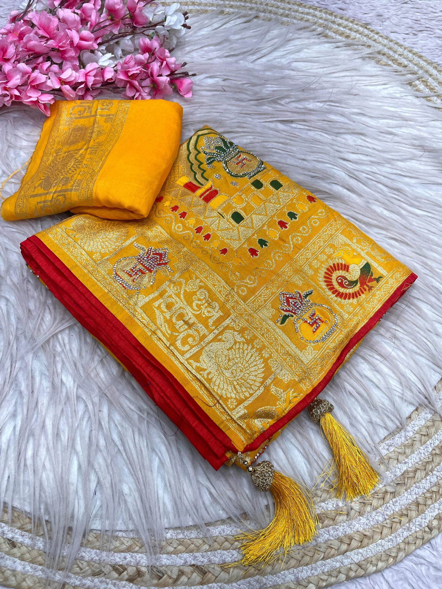 Wedding Special Dola Silk Designer Saree with Zarkhan Work