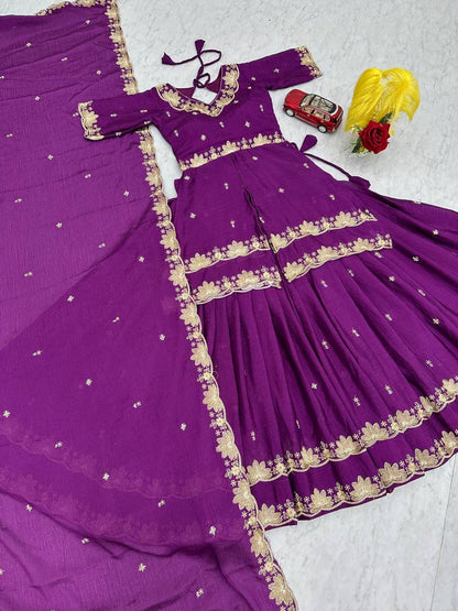 Premium Chinon Silk Wedding Wear Lehenga Choli with Sequence Work
