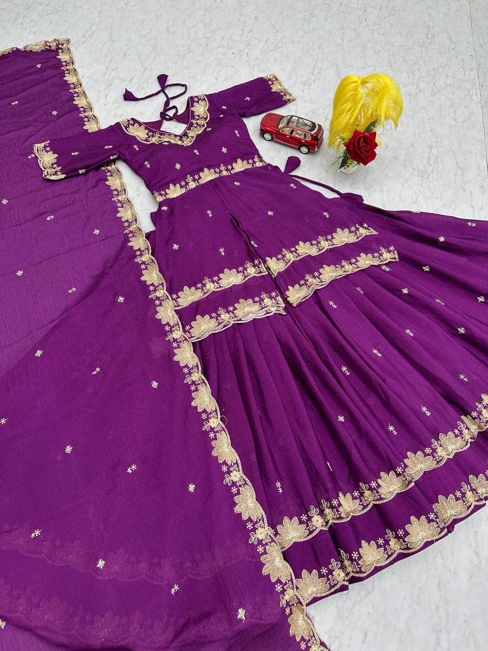 Premium Chinon Silk Wedding Wear Lehenga Choli with Sequence Work