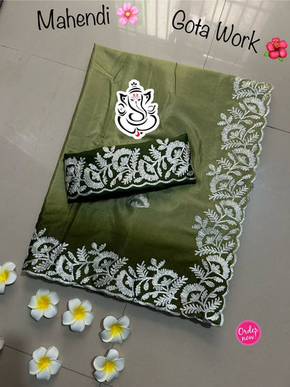 Elegant Ombre Shaded Silk Saree with Heavy Embroidered Border