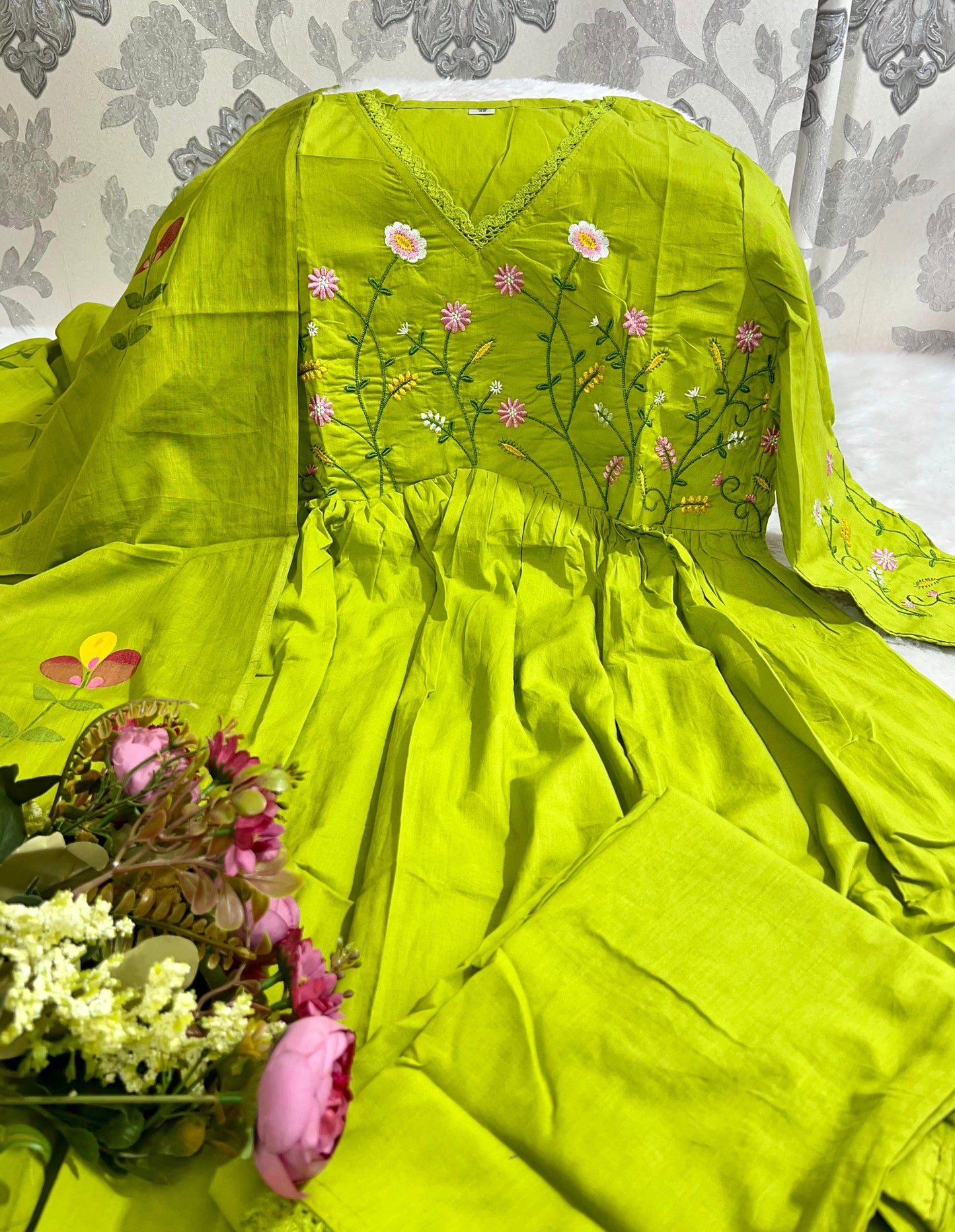 Cotton Kurti Pant Dupatta Set