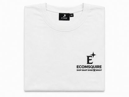 Ecomsquire Premium White Heavyweight T-Shirt | 220 GSM Bio-Wash Cotton