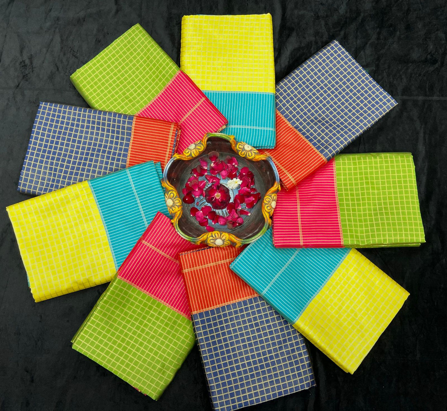 Green Cotton Saree with Pink Traditional Border