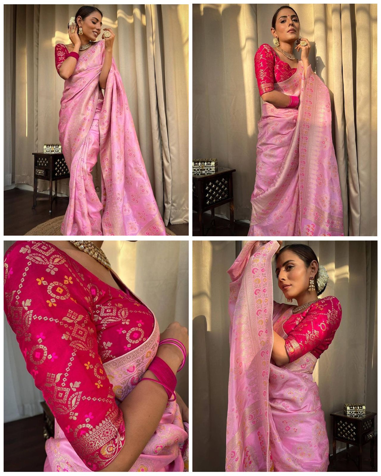 Pink Woven Saree