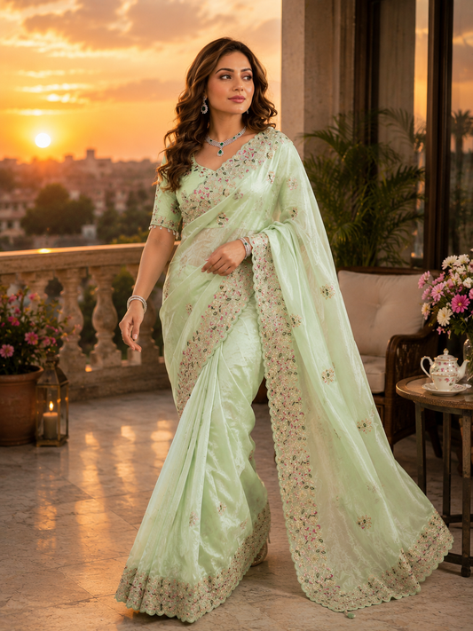 Jasmin Soft Fendy Chiffon Embroidery Saree
