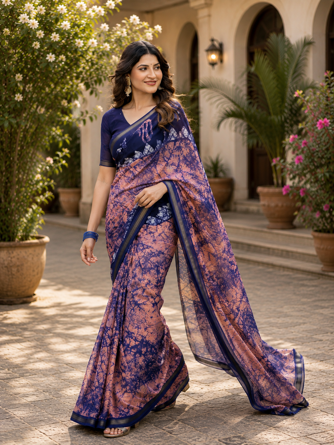 Pathshala Premium Viscose Mul Cotton Printed Saree with Zari Border