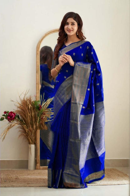 Royal Blue Cotton Silk Saree