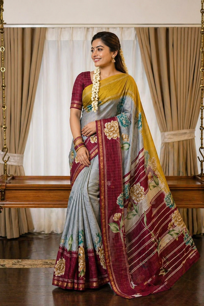 Super Hit Mysore Silk Floral Print Saree Collection