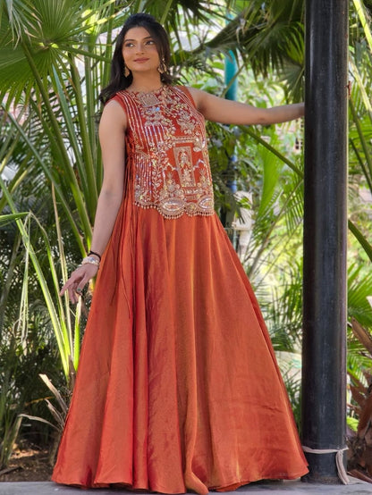 Festival Special Vichitra Silk Embroidered Lehenga Choli Set