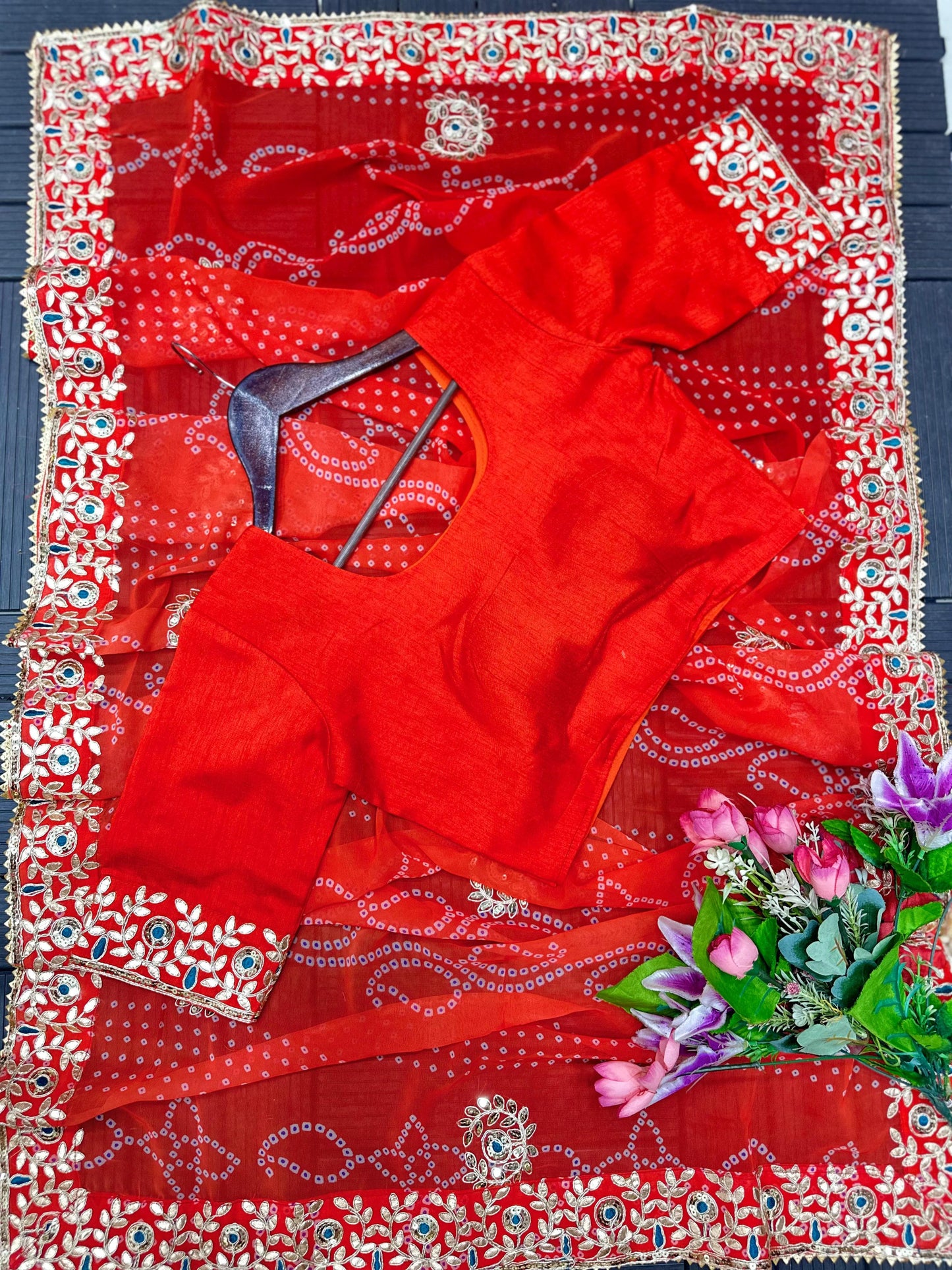 Bandhani Print Embroidered Lehenga Choli Set