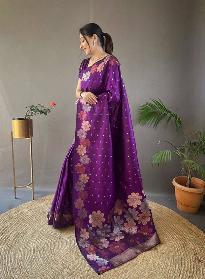 Purple Floral Saree