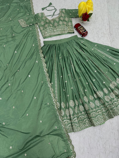 Festival Special Pure Crepe Silk Lehenga Choli With Heavy 7mm Embroidery Sequence Work