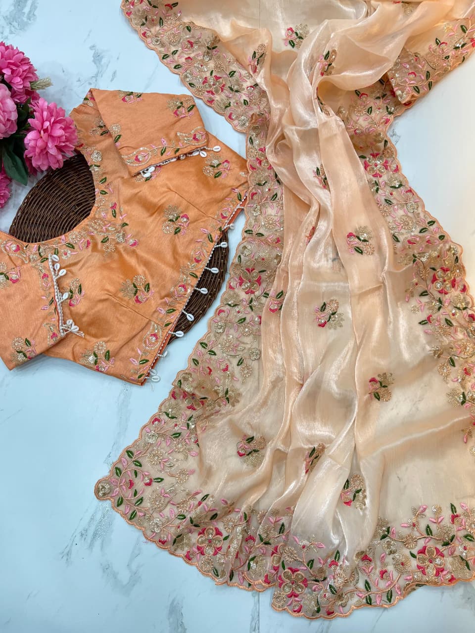 Jasmin Soft Fendy Chiffon Embroidery Saree