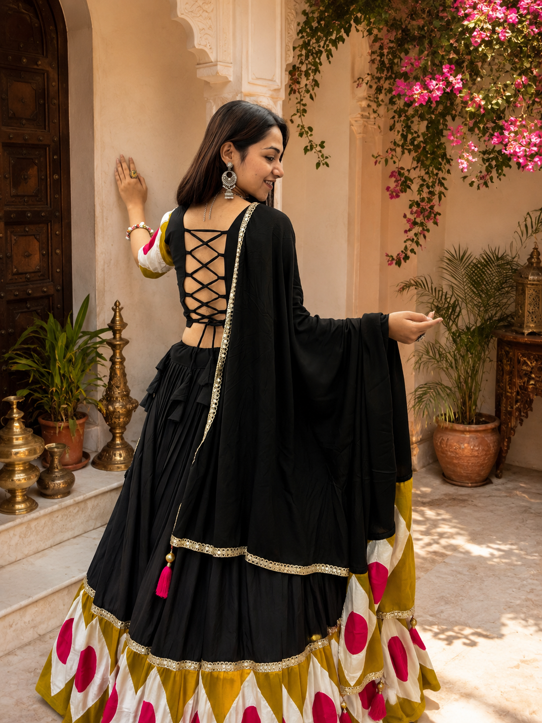 Navratri Special Cotton Lehenga Choli with Dupatta | 6 Meter Flare Gota Patti Work