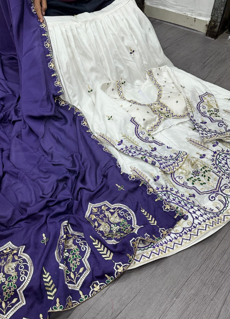 Vichitra Silk Embroidered Lehenga Choli