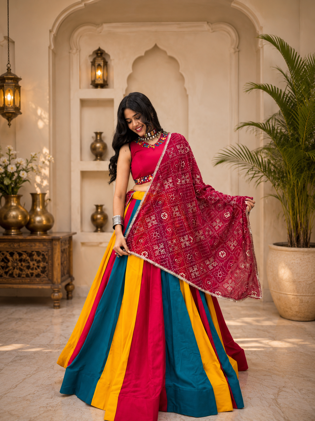 Navratri Special 6 Meter Lehenga Choli with Vintage Dupatta