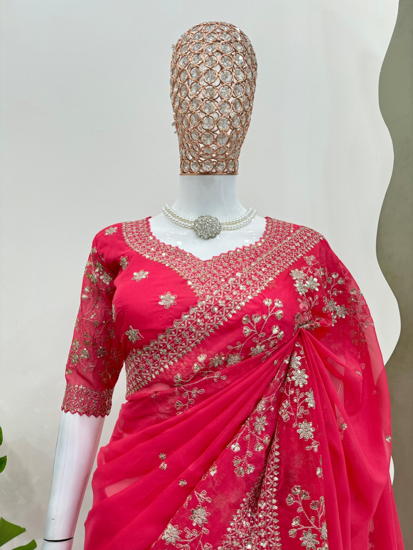 Designer Tibby Silk Saree with Thread & Sequence Work – Wedding Special