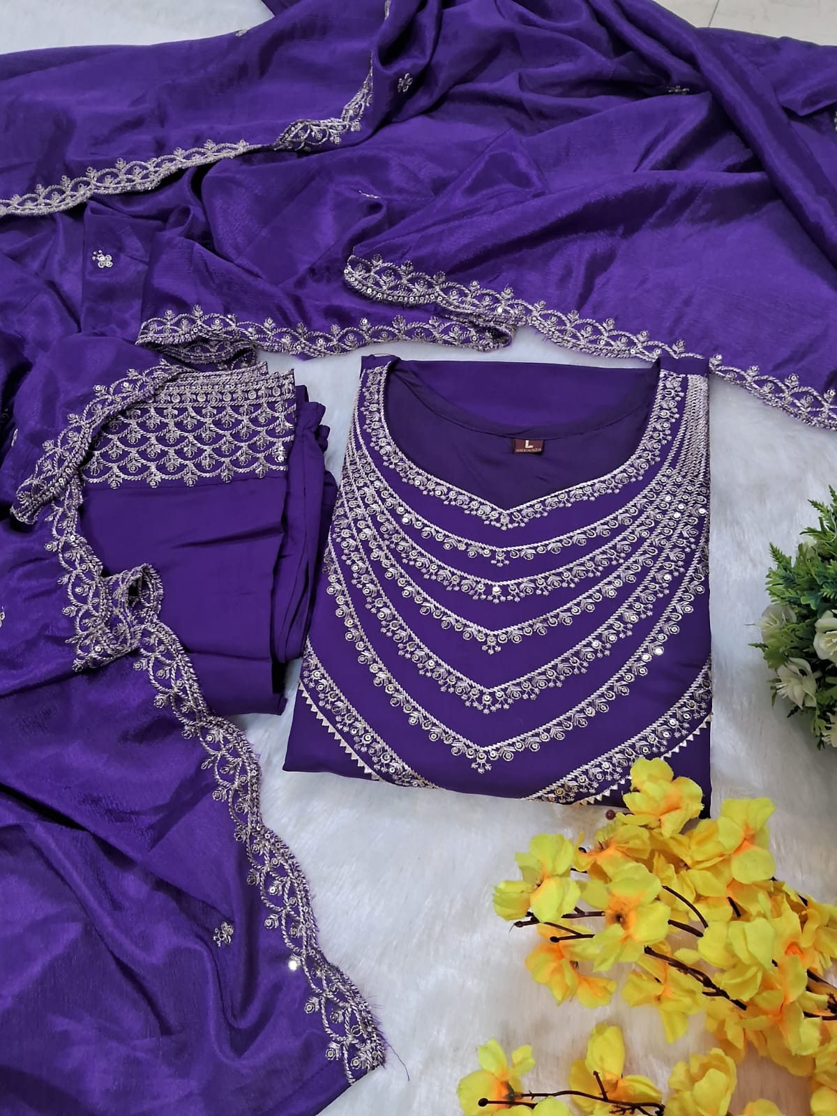 Tulsi Roman Silk Embroidered Suit Set