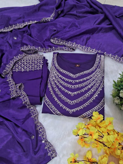 Tulsi Roman Silk Embroidered Suit Set