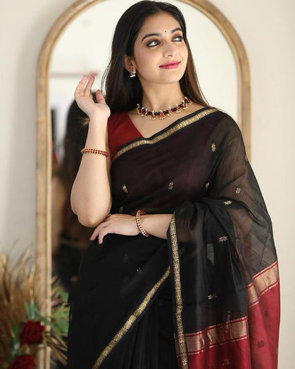 Black Maroon Festive Saree