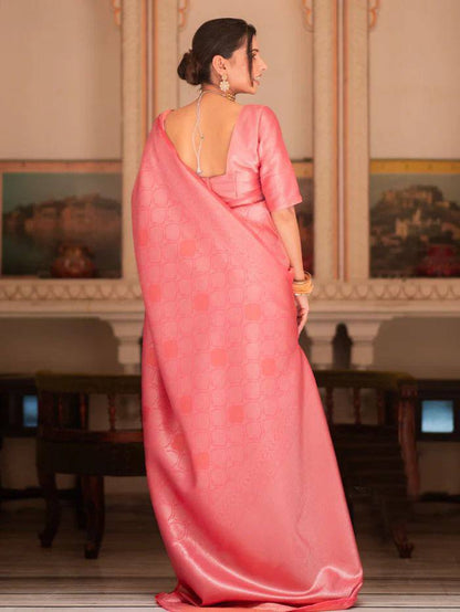 Soft Pink Zari Work Saree