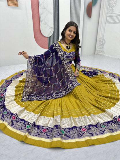 Navratri Special Pure Cotton Lehenga Choli Set | 6 Meter Flair | Heavy Embroidery Work | Fox Georgette Dupatta