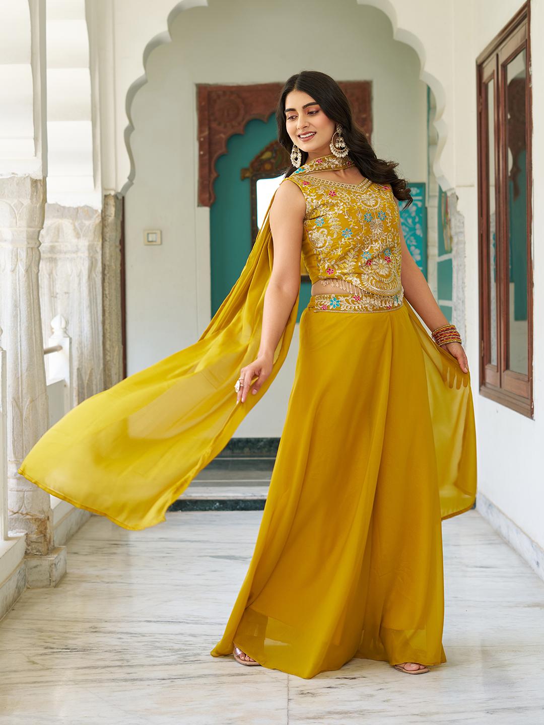 Designer Georgette Blouse Plazzo Set