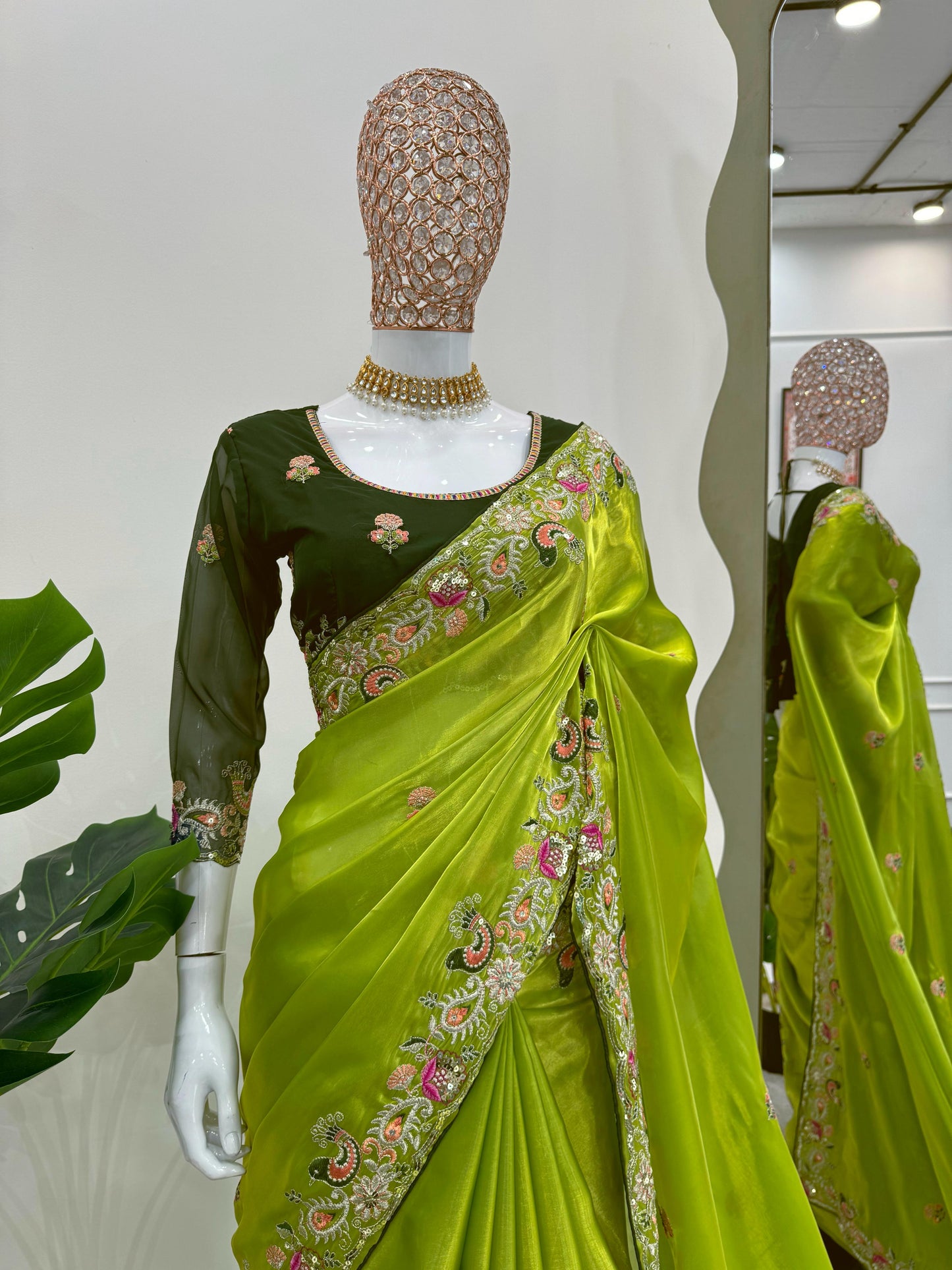 Designer Jimmy Choo Silk Saree with Thread & Sequence Work Blouse