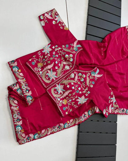 Rangoli Silk Embroidery Saree with Sequence Work & Designer Cut Work Border