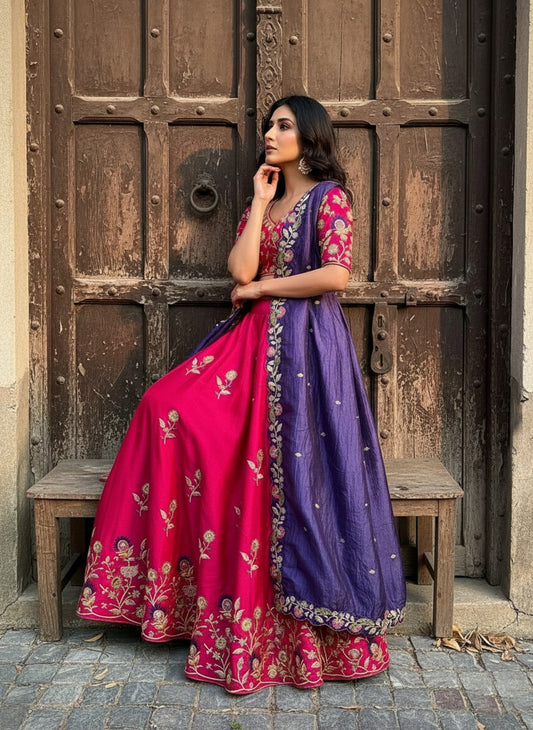 Star Tissue Silk Heavy Embroidered Festival Lehenga Choli with Dupatta (4 Colors)