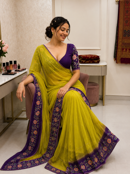 New Arrival Crunchy Pedding Embroidery Saree Collection