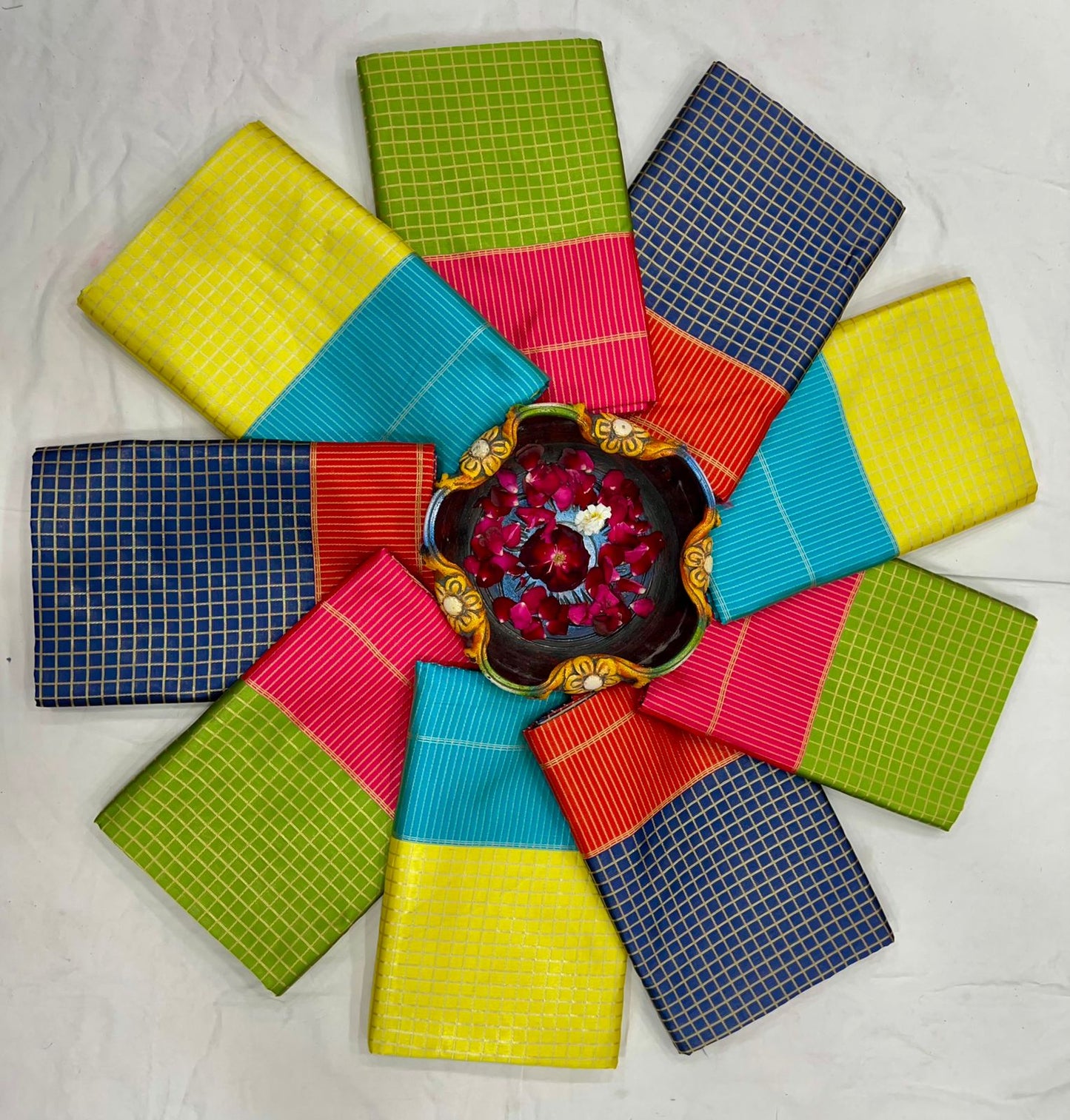 Green Cotton Saree with Pink Traditional Border