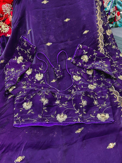 Heavy Fendy Silk Embroidered Lehenga Choli with Dupatta – Wedding & Festive Wear (XL–2XL)