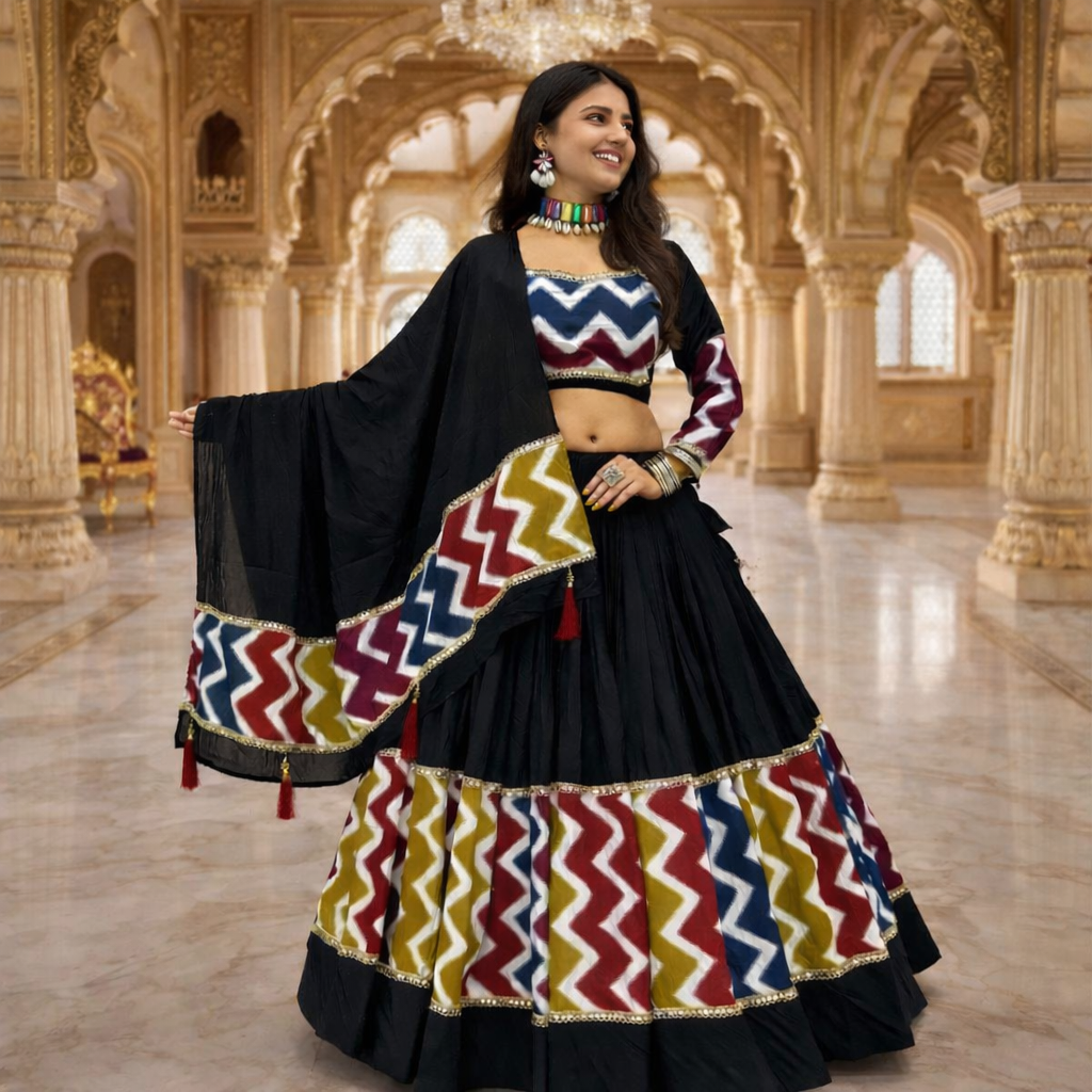 Women's Navratri Special Pure Cotton Lehenga Choli Set with Dupatta – 6 Meter Flair