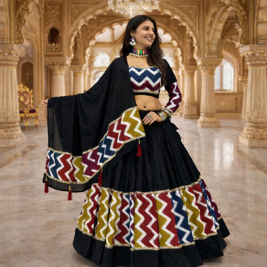 Women's Navratri Special Pure Cotton Lehenga Choli Set with Dupatta – 6 Meter Flair