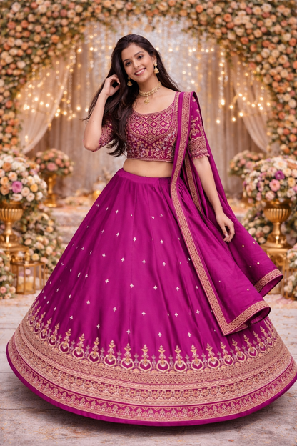 New Festival Chinon Lehenga Choli with Heavy Embroidery & Sequence Work | Wedding & Party Wear Designer Lehenga