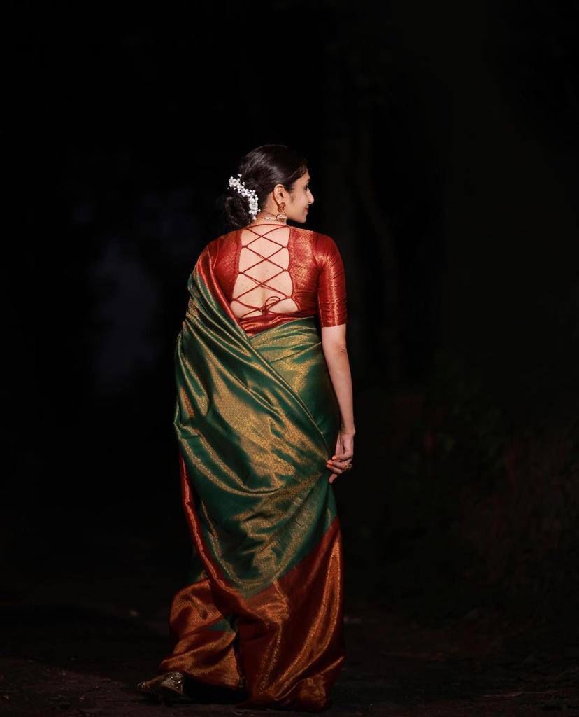 Green Red Silk Saree