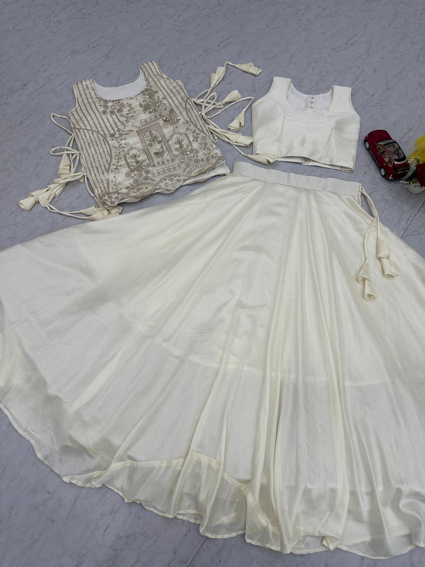 Festival Special Vichitra Silk Embroidered Lehenga Choli Set