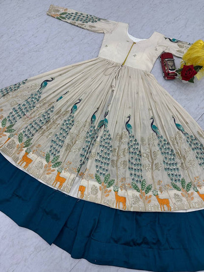 Festival Special Simar Silk Crop Top Lehenga Set With Embroidery Work (Fully Stitched)