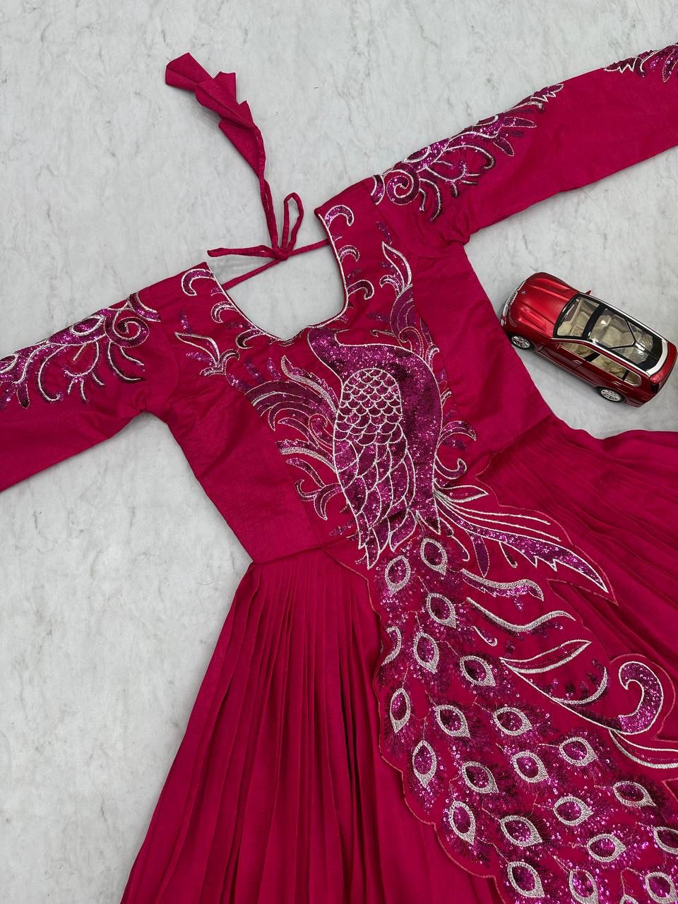 Festival Embroidered Vichitra Silk Gown