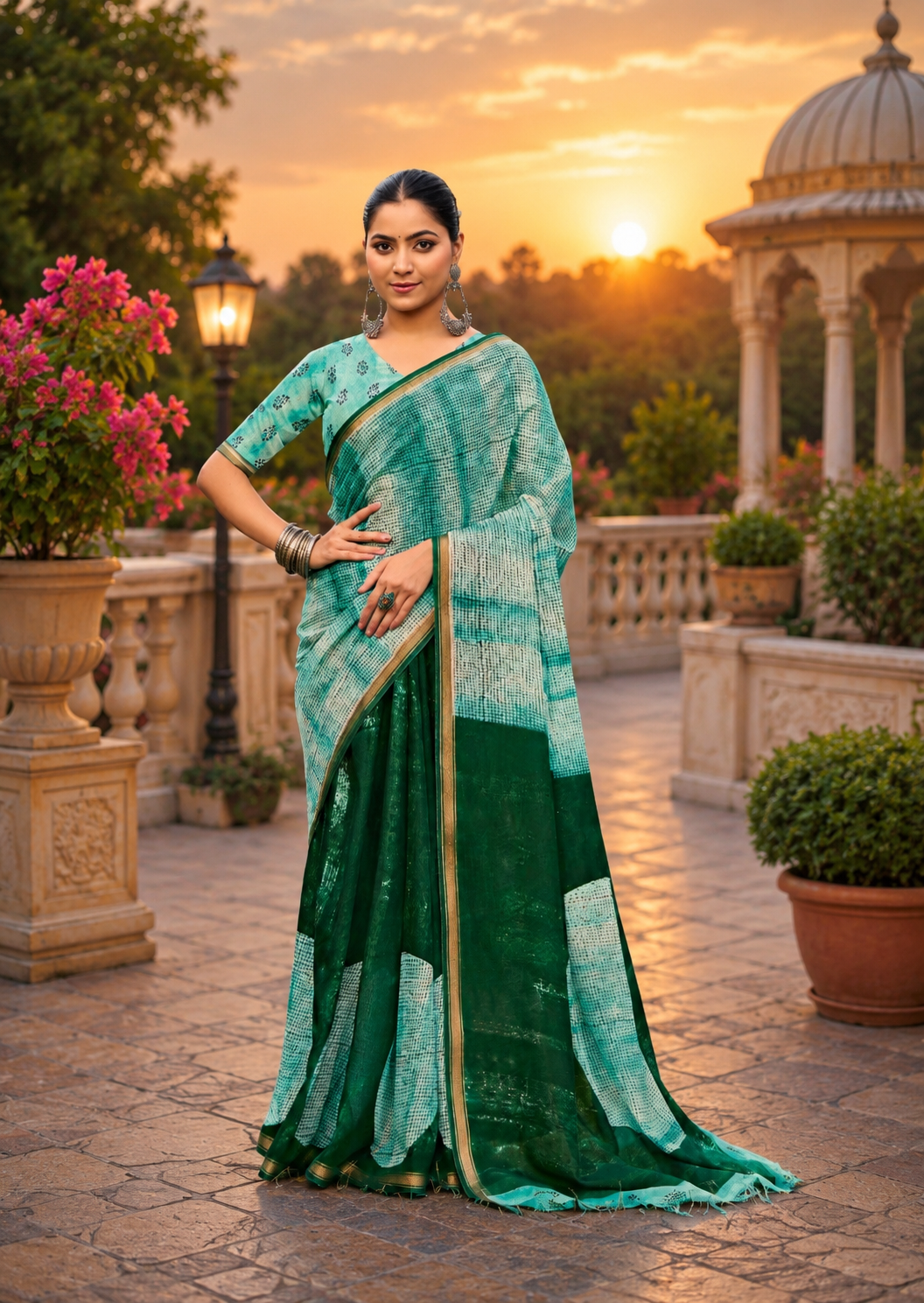 Pathshala Premium Viscose Mul Cotton Printed Saree with Zari Border