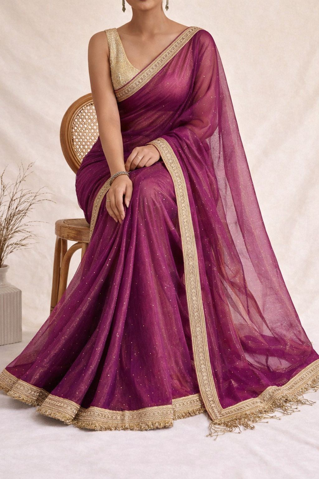 New Arrival Pure Soft Twills Organza Saree with Lace & Butti Work