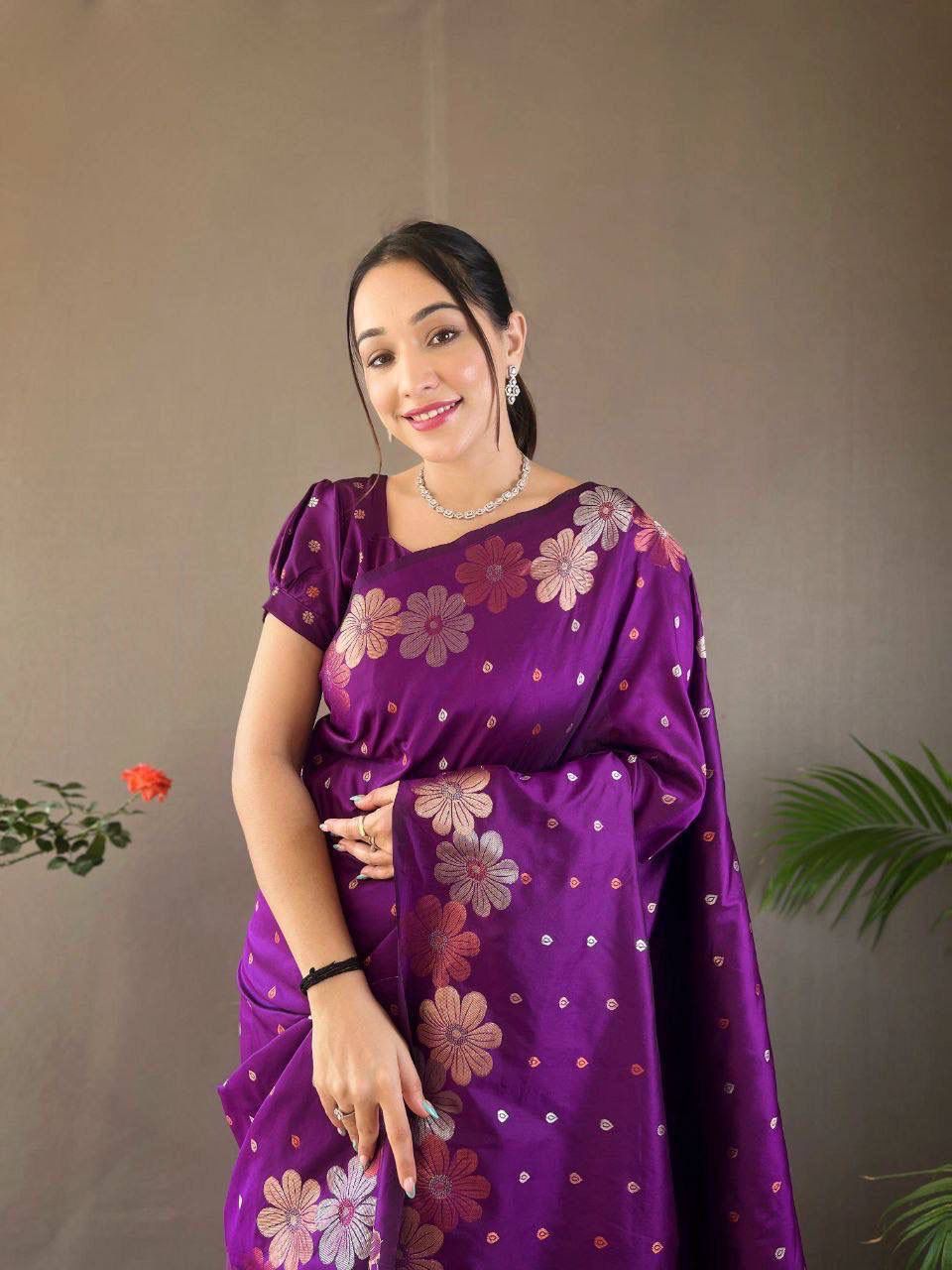 Purple Floral Saree