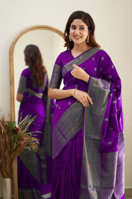 Purple Cotton Silk Saree