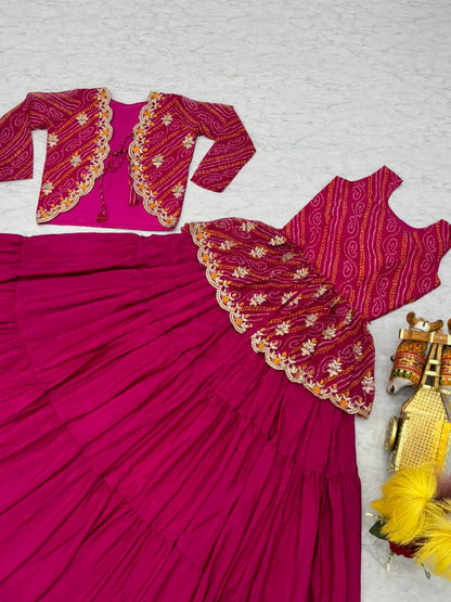 Holi Special Bandhej Lehenga Crop Top Set
