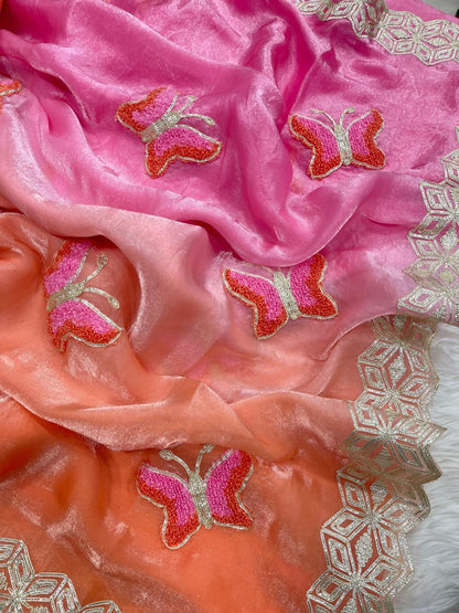 Rubina Soft Fendy Butterfly Work Saree with Gota Patti Lace Border